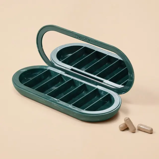 7-Day Pill Compact · Magnetic in Forest Marble