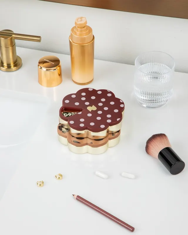 Polka Dot Twist+Stack on a vanity